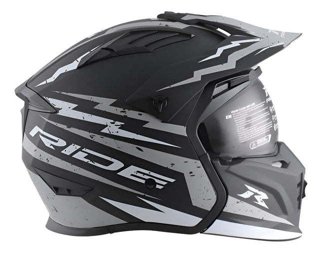 Casco Motociclista Modular Hybrid Hr Sigma Gris Negro L