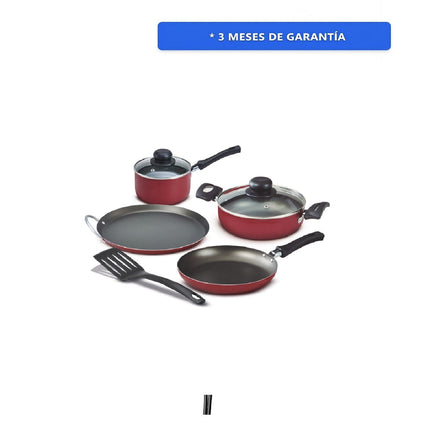 Bateria Lamex 69638 de 7 Pzas Deli Cook Rojo M/Negro 1.3MM