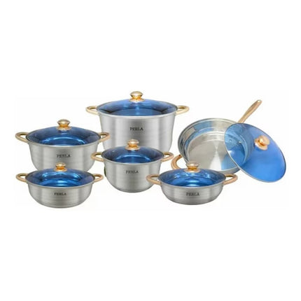 Combo Tetera Perla CW-K015 Jade 4.5 LTS Acero Inox + Bateria E001MJ Milán Jumbo Perla 12 pzas