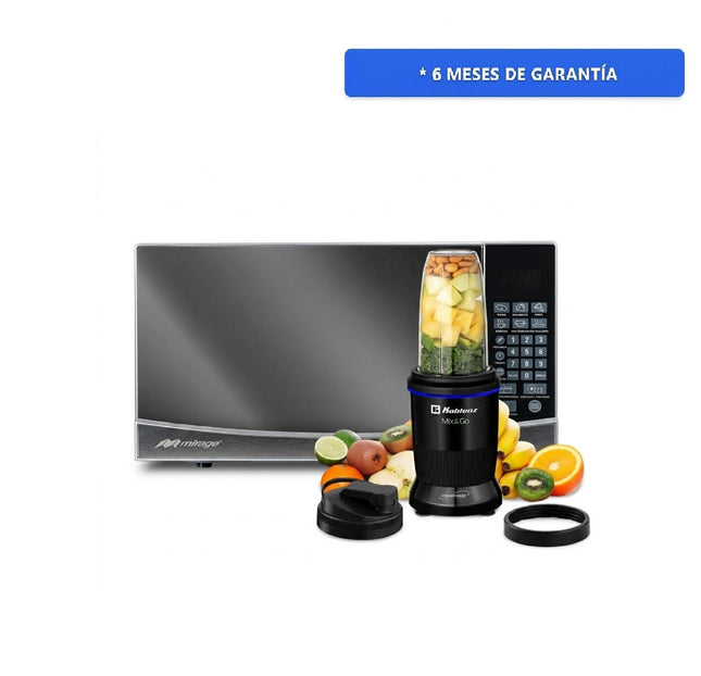 Nutri Procesador Koblenz ENS BKM 800 1000w Mix & Go + Horno Microondas Mirage Microwave MWD020E 0.7 110v Espejo