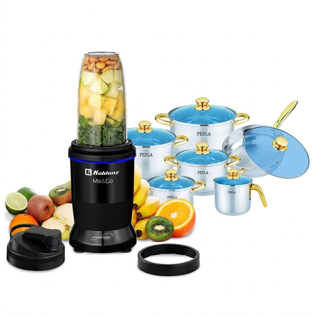 Combo Nutri Procesador Koblenz ENS DE BKM 800 1000w Mix & Go + Bateria Perla Teresa E012T 12 pzas.