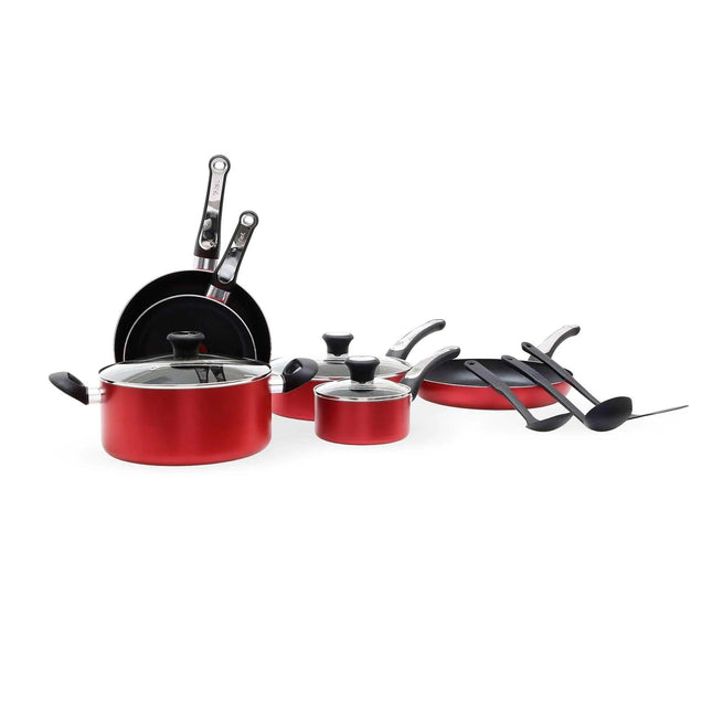 Batería de Cocina T-fal B214SC84 Platinum Red 12 Piezas de Aluminio