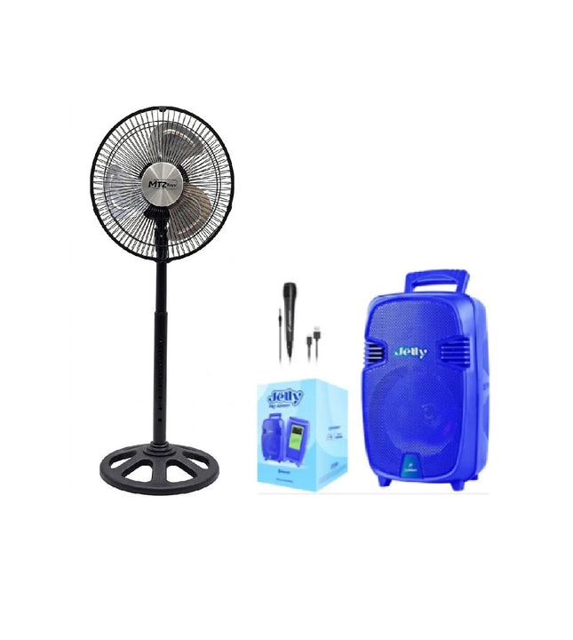 Paquete Bafle Recargable 12" Fussion PBS-12JELLY-RY Bluetooth + Ventilador MTZ TOYS FAN-10 360 Multi Oscilación