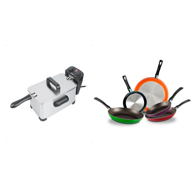 Combo Freidora de inmersión Daewoo DDF-364 cap 3 Lts con control de temperatura potencia de 1700W +
