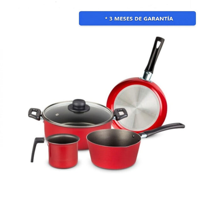Batería de Cocina Vasconia 86541 Deleite Wok 5pz de Aluminio Rojo