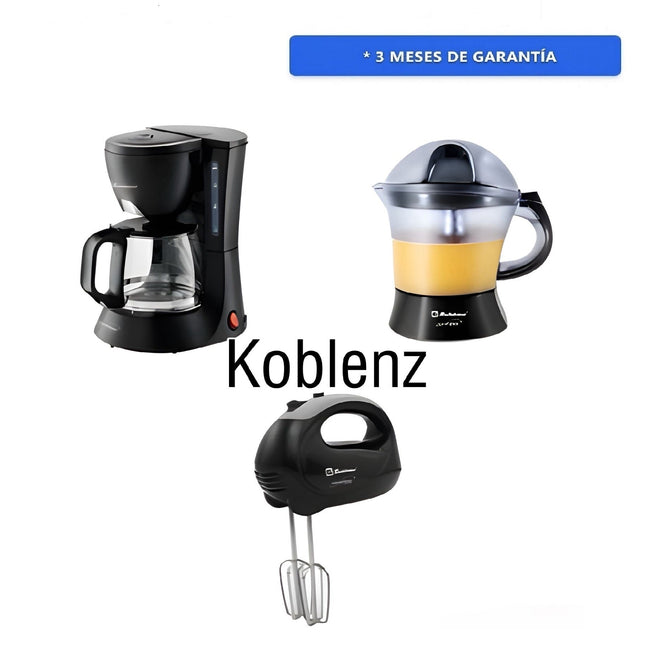 COMBO KOBLENZ 3 Exprimidor de citricos + Cafetera + Batidora Manual