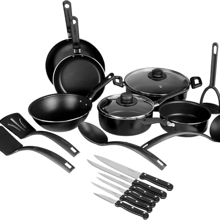 Combo Bateria de Cocina Ekco 70001377 Serum 19 pzas Negro con Antiadherente + Licuadora LAR LARLB-0003 1.5L 300w de vidrio