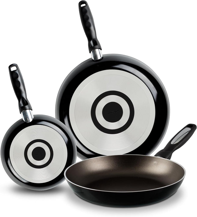 Juego de Sartenes Vasconia 3PACKIVYSTON Antiadherente 3 Piezas de Aluminio Negro