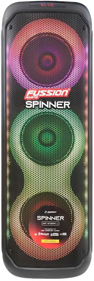 Bafle Recargable Fussion Spinner PBS-8X3001 de 8" Bluetooth y 2 Micrófonos