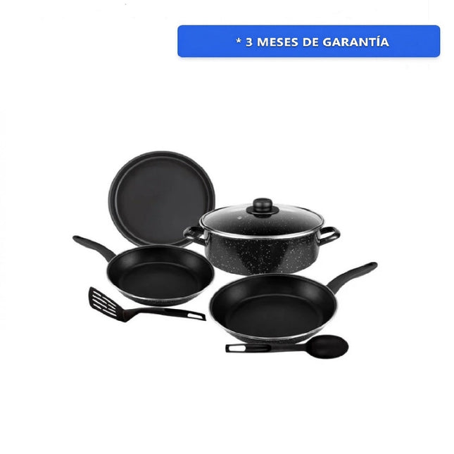 Bateria Ekco / Vasconia 964174 de 7 pzs Adana Esmaltado Negro