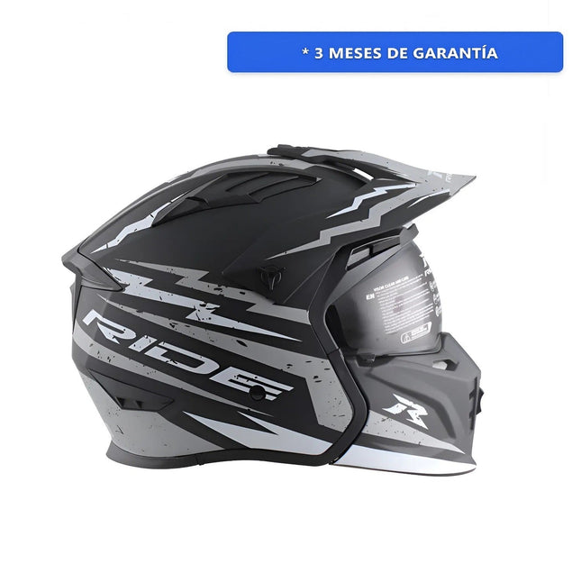 Casco Motociclista Modular Hybrid Hr Sigma Gris Negro L