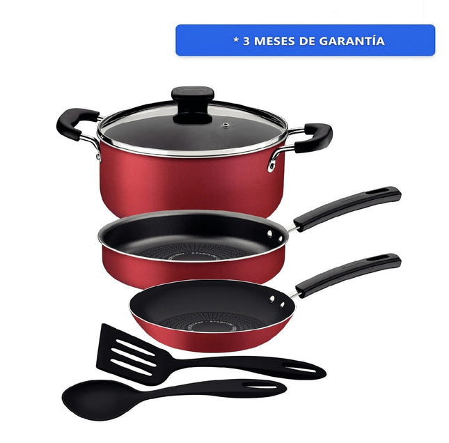 Batería de Cocina Tramontina 27899433 Sicília en Aluminio Rojo 6 Piezas