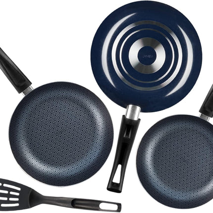Juego de Sartenes 3 Piezas Ekco 964273 Azul de Aluminio con Utensilio