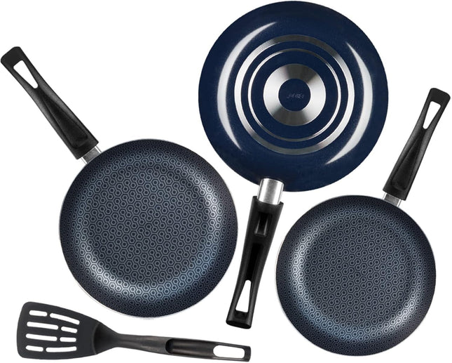 Juego de Sartenes 3 Piezas Ekco 964273 Azul de Aluminio con Utensilio