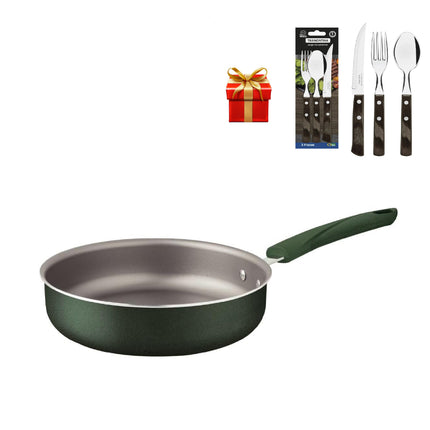 Sarten Tramontina 28317224 Recta 24cm Lyf  + Cubiertos de Regalo