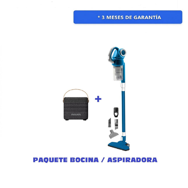 PAQUETE Aspiradora Stick Vac Lyra SVM-157 + Bocina Portátil AIWA IPX4 AWS70BTB Bluetooth