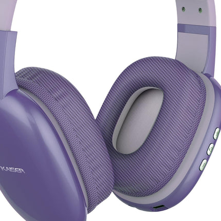 Audífonos de Diadema Kaiser KHE-2002PR Over Ear Recargables con Bluetooth, Reproductor Micro SD, Manos Libres y Micrófono Morado