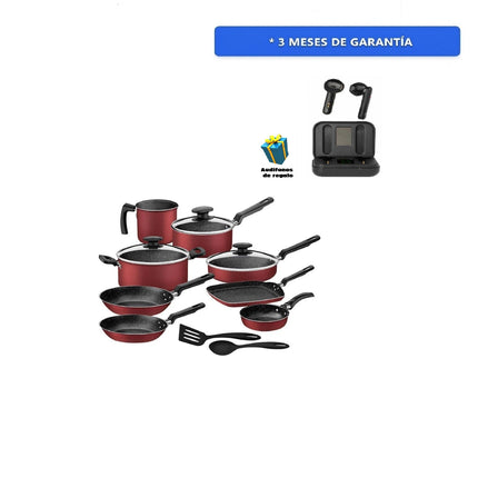 Bateria de Cocina Tramontina 27899483 Rojo 13 pz + Audifonos de regalo