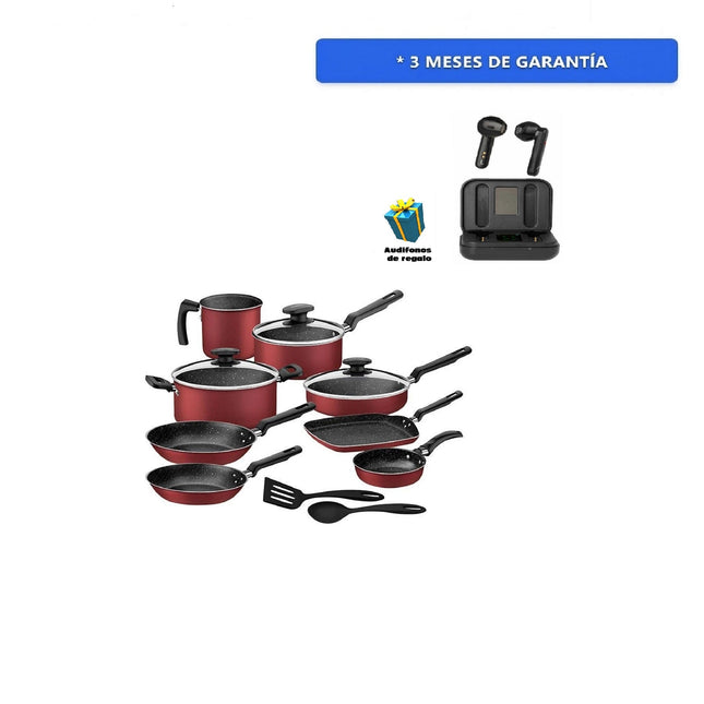 Bateria de Cocina Tramontina 27899483 Rojo 13 pz + Audifonos de regalo