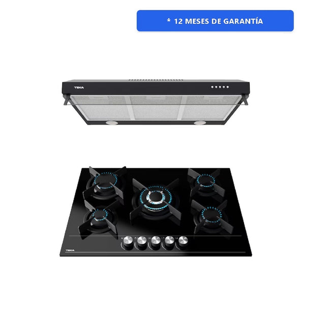 Combo Parrilla Vitroceramica de Gas + Campana Empotrable Teka Duetto Crystal 75