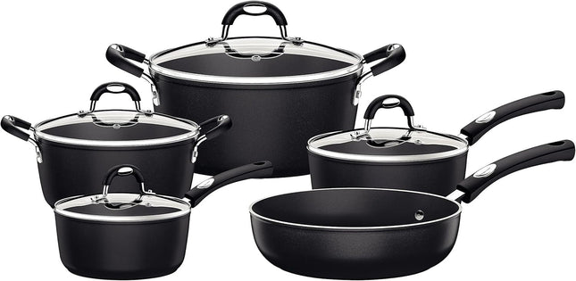 Batería Tramontina 28799002 Mónaco Starflon Premium 9 Pzs Negro (SIRVE PARA INDUCCION)