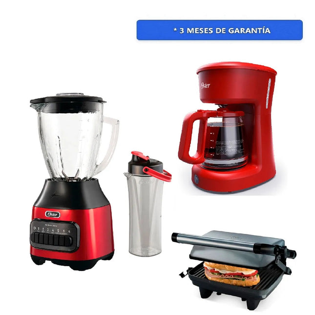 Combo Oster 2214832  Licuadora Cafetera Vaso Blendn Sandwichera