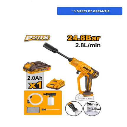 Hidrolavadora INGCO UCPWLI20362 20v 2.8 lts por minuto sin bateria y cargador