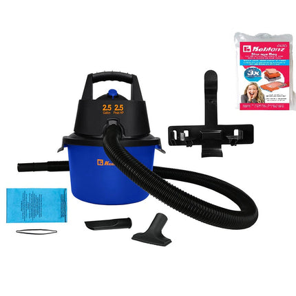 Aspiradora Koblenz WD-2.5 MA Azul Seco/Líquidos 2.5 Gal 110 V + Bolsa de vacío para Almacenar de regalo