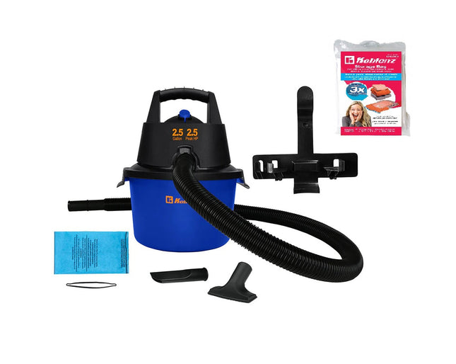 Aspiradora Koblenz WD-2.5 MA Azul Seco/Líquidos 2.5 Gal 110 V + Bolsa de vacío para Almacenar de regalo