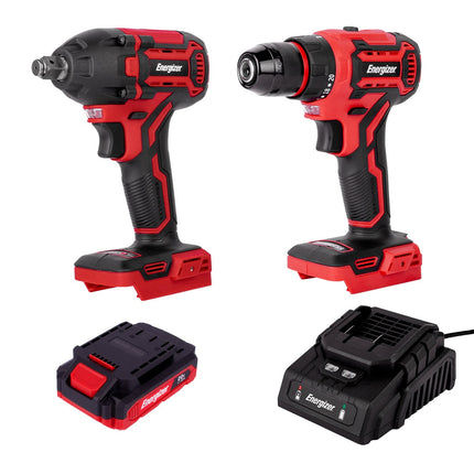 Kit Energizer EZLCOM1500-C  B2 Taladro Y Llave Impacto 20v Sin Carbones Incluye Batería y Cargador