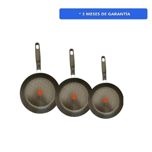 Set De 3 Sartenes T-fal 0261400 Antiadherentes 20/24/26 Cm Marrón Claro