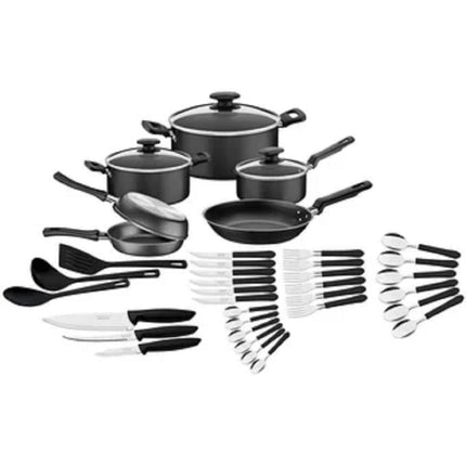 Batería Cocina Tramontina Negra Cuchillos Ollas De Chef 38 Pz