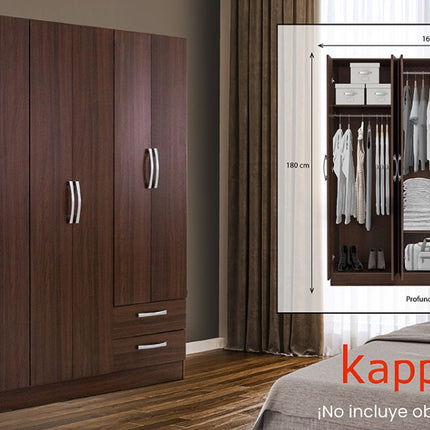 ROPERO KAPPESBERG B555 JA ROP DE 181 X 160 X 45CM COLOR JACARANDA