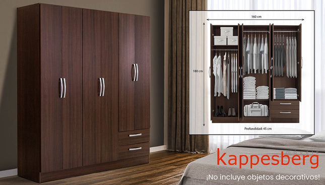 ROPERO KAPPESBERG B555 JA ROP DE 181 X 160 X 45CM COLOR JACARANDA