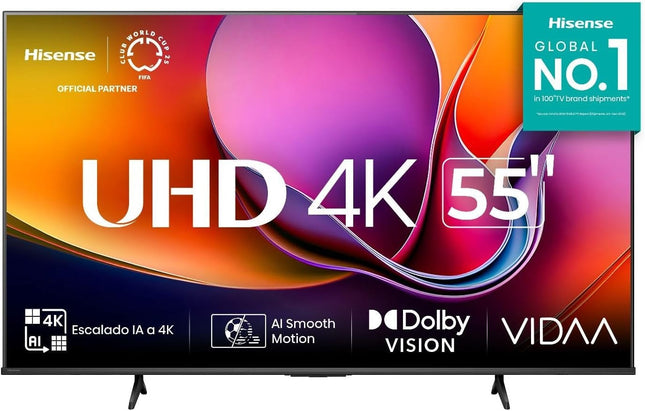 Pantalla Hisense 55A65NV 55'' Smart TV 4K UHD Negro