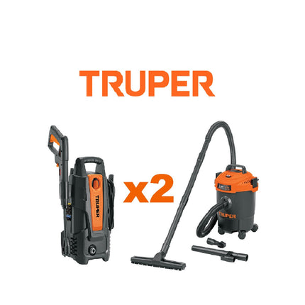 Truper Combo Aspiradora ASP-03N Seco-mojado 3 Gal 3 Hp 127V + Hidrolavadora eléctrica HILA-1500 de 1500 PSI