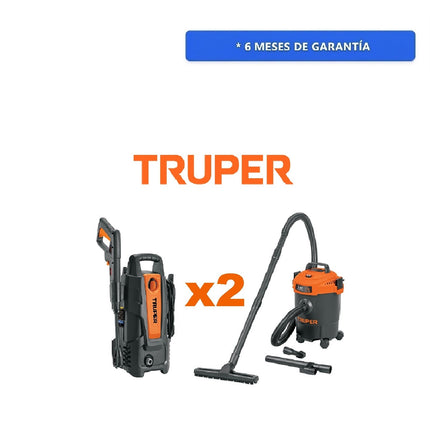 Truper Combo Aspiradora ASP-03N Seco-mojado 3 Gal 3 Hp 127V + Hidrolavadora eléctrica HILA-1500 de 1500 PSI