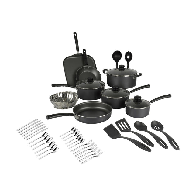 Bateria + Jgo Cubiertos Tramontina 32200267 Primaware 42 Pzs Negra