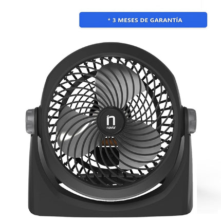 Ventilador Navia CEN-1010 Escritorio o Piso 10"3 Vel Cabezal 360°, Silencioso y Potente Negro 10"