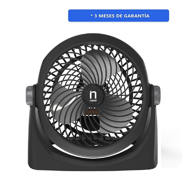 Ventilador Navia CEN-1010 Escritorio o Piso 10"3 Vel Cabezal 360°, Silencioso y Potente Negro 10"