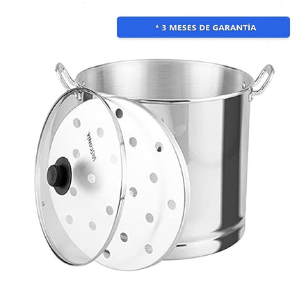 Vaporera de aluminio VAPORE 34VAS Vasconia 30L  Tapa de Vidrio