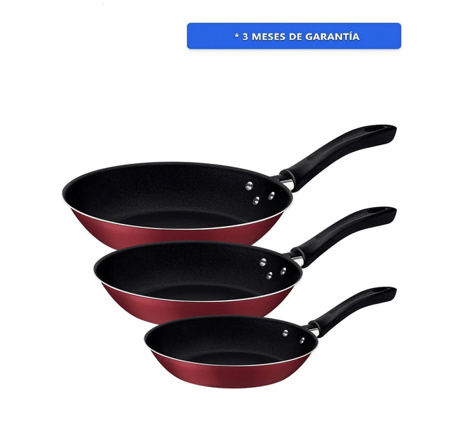 Juego de Sartenes Tramontina 20297509 Linz Rojo Starflon Max 3 pzas