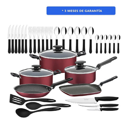 Bateria de Cocina Tramontina 27899328 Loreto Rojo 38 PiezasSarten Cuadrado