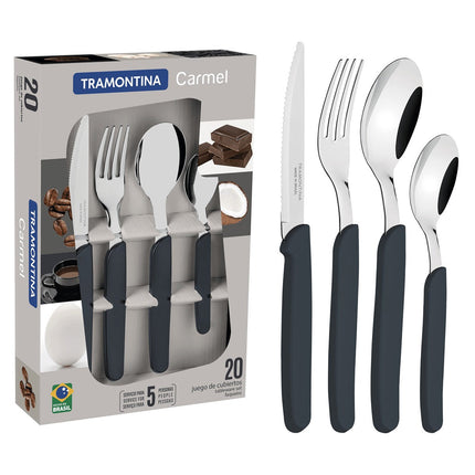 Juego De Cubiertos Carmel Tramontina 23499/080  20 Pzs Negro