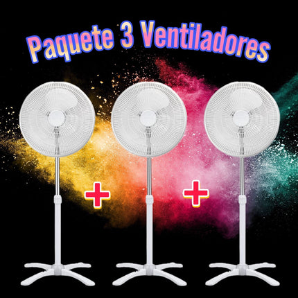 Paquete Ventilador 3 piezas De Pedestal Mytek 3197 16 Pulgadas