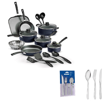 DUO Jgo de cubiertos Tramontina 66905/094 Havaí 24 piezas acero inox + Batería Primaware 18pz Azul 80119546