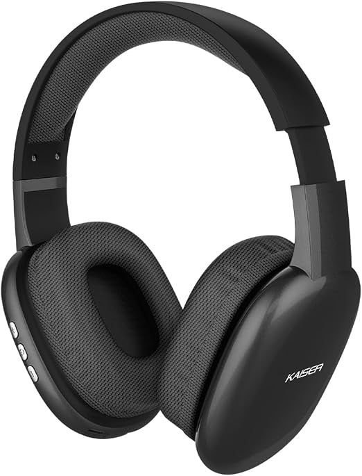 Audífonos de Diadema Kaiser KHE-2002BK Over Ear Recargables con Bluetooth, Reproductor Micro SD, Manos Libres y Micrófono Negro