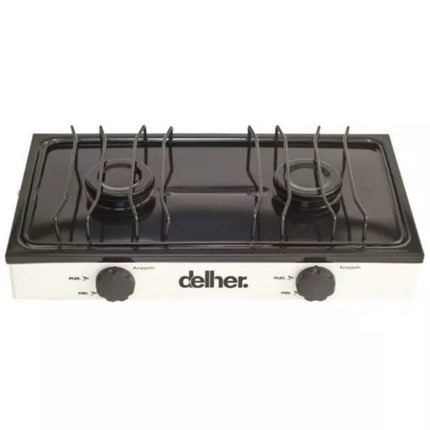 Parrilla de Gas Delher PS 2Q de 2 Quemadores Blanco con Hueso