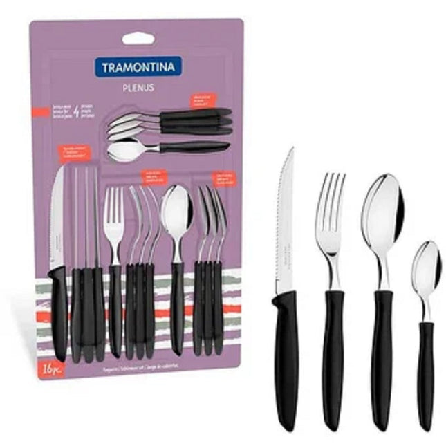 Juego de Cubiertos Plenus Tramontina 23498001 con 16 Pzs Negro