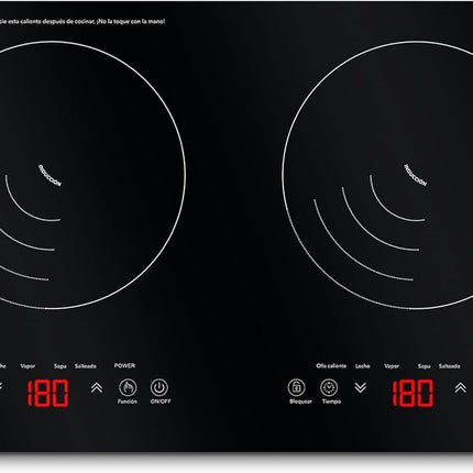 Parrilla de Inducción RCA  RC-12A4 de Cristal Templado 2 Quemadores